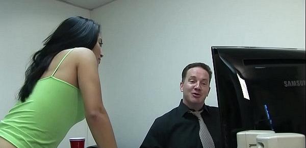  Teen Latina Andrea Kelly Pounded by her Stepdad in Office